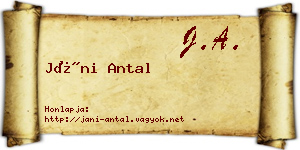 Jáni Antal névjegykártya
